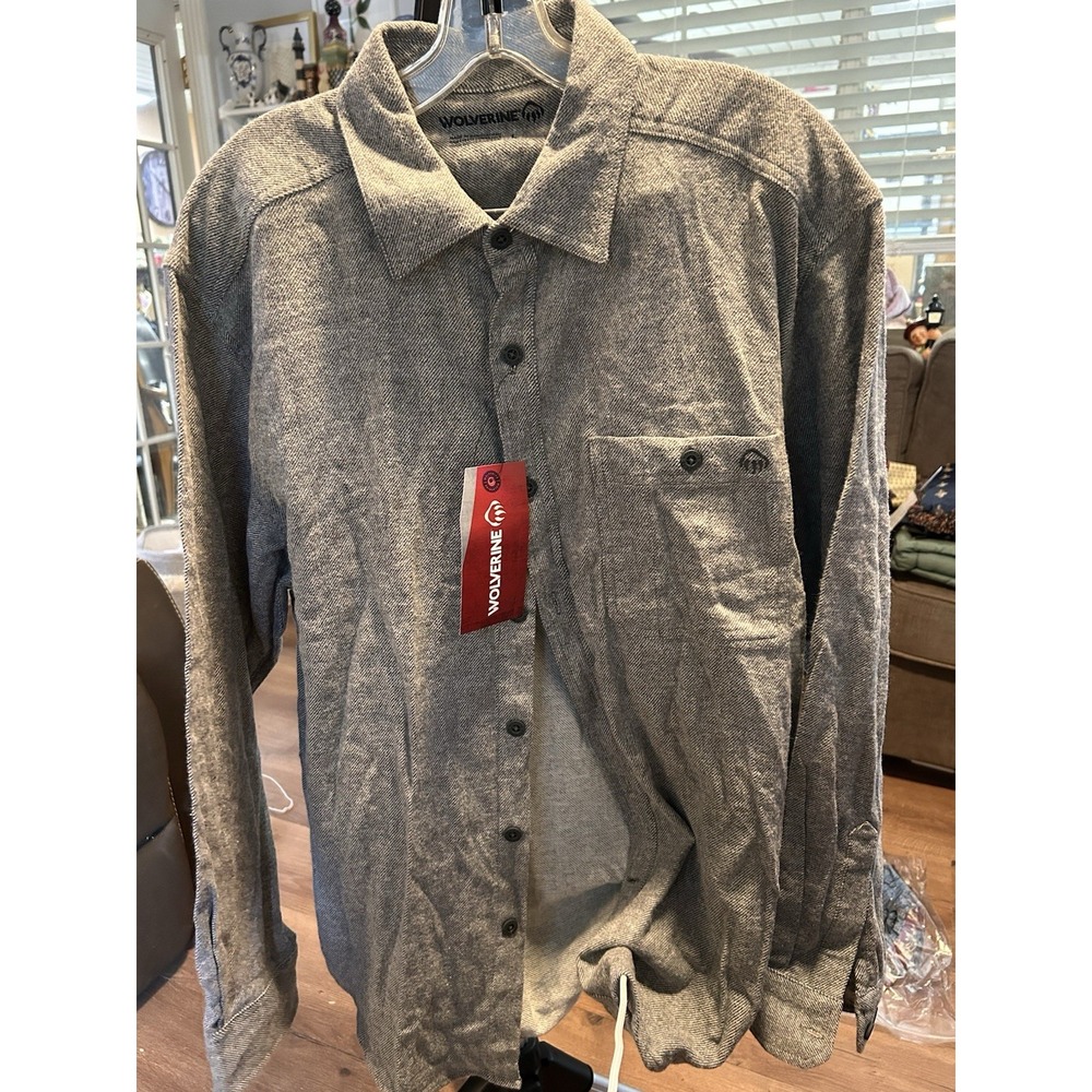 NWT Wolverine Flannel Long Sleeve Button-up Gray Size Large